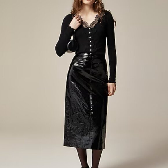 J. Crew Refined rib cardigan top with lace trim - Picture 2 of 3